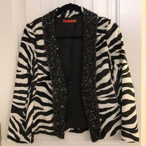 Alice & Olivia Faux Fur Jeweled Blazer/Jacket